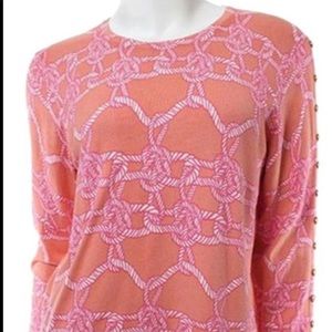 J.McLaughlin Coral/Pink Crew Sweater Sz S Preppy!